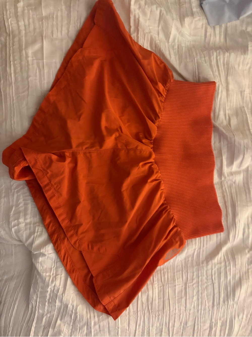 Free People Bright Orange Ribbed-Waist Athletic Shorts